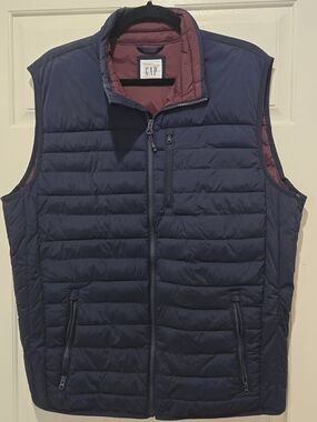 GAP Lightweight Puffer Vest Navy Blue Full Zip Quilted Men's XL
